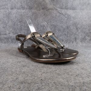 Dolce Vita Shoes Womens 8 Sandal Fashion Slingback Pewter Leather Metallic Thong